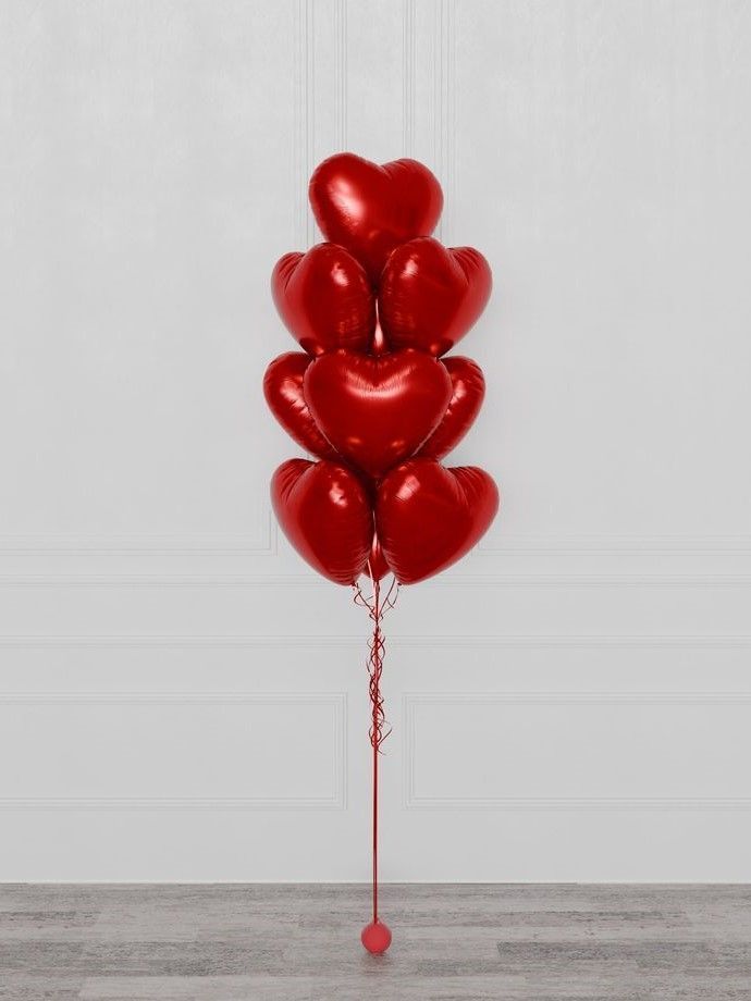 Фонтан шаров «Красные сердца»